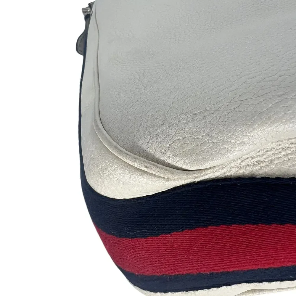 Gucci Vintage Web Leather Heritage Hobo Bag White Shoulder Bag - Picture 12 of 16